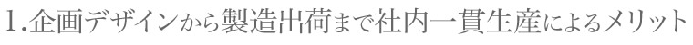 企画デザインから製造出荷まで社内一貫生産によるメリット